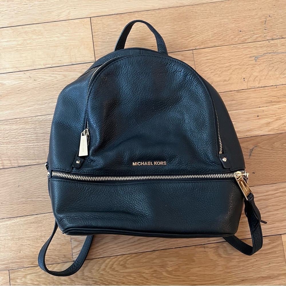 Michael Kors Black Leather Mini Backpack